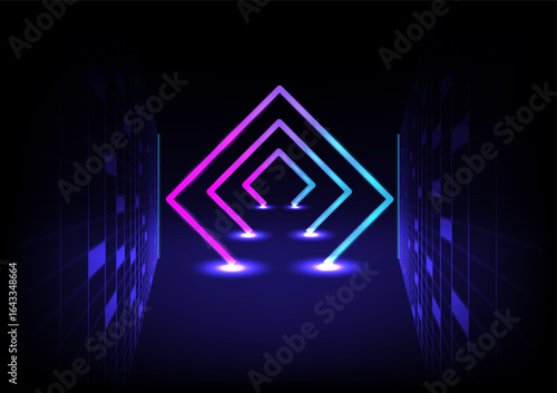 Neon Geometric Tunnel Light Path