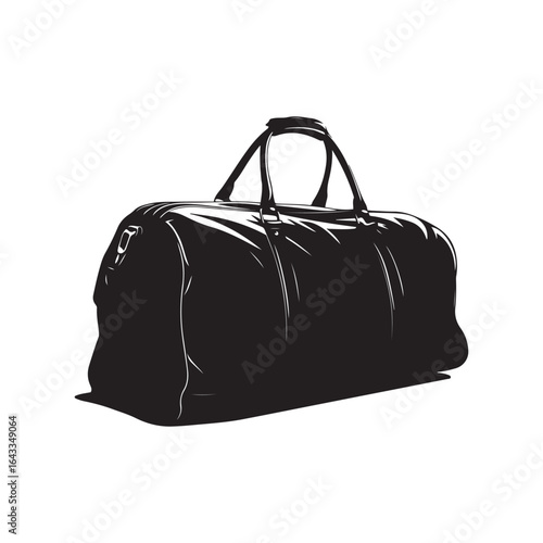 Black Duffel Bag Isolated on White Background Style
