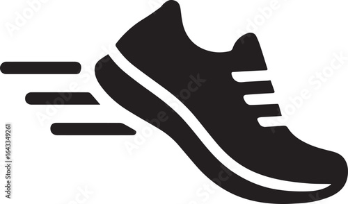 Dynamic Running Shoe Icon Symbolizing Speed and Agility for Fitness and Active Lifestyle Related Designs