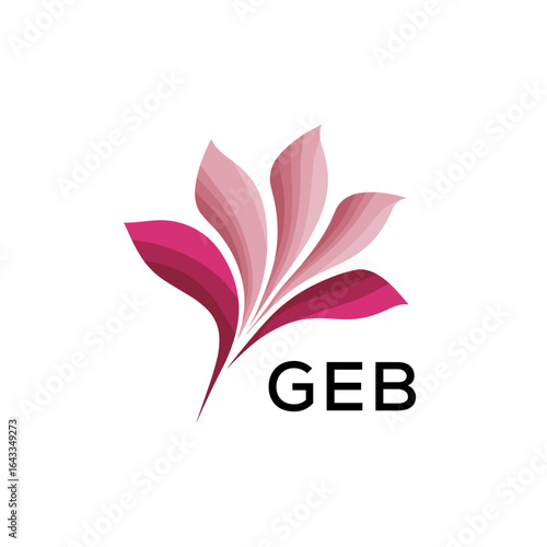 GEB Modern Floral Abstract Logo Design, GEB Later Logo, Minimalist Nature Inspired Logo
