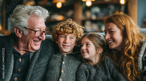 Joyful multi-generational family portrait capturing happiness love bonding and togetherness in a warm outdoor setting with smiling seniors children and grandparents