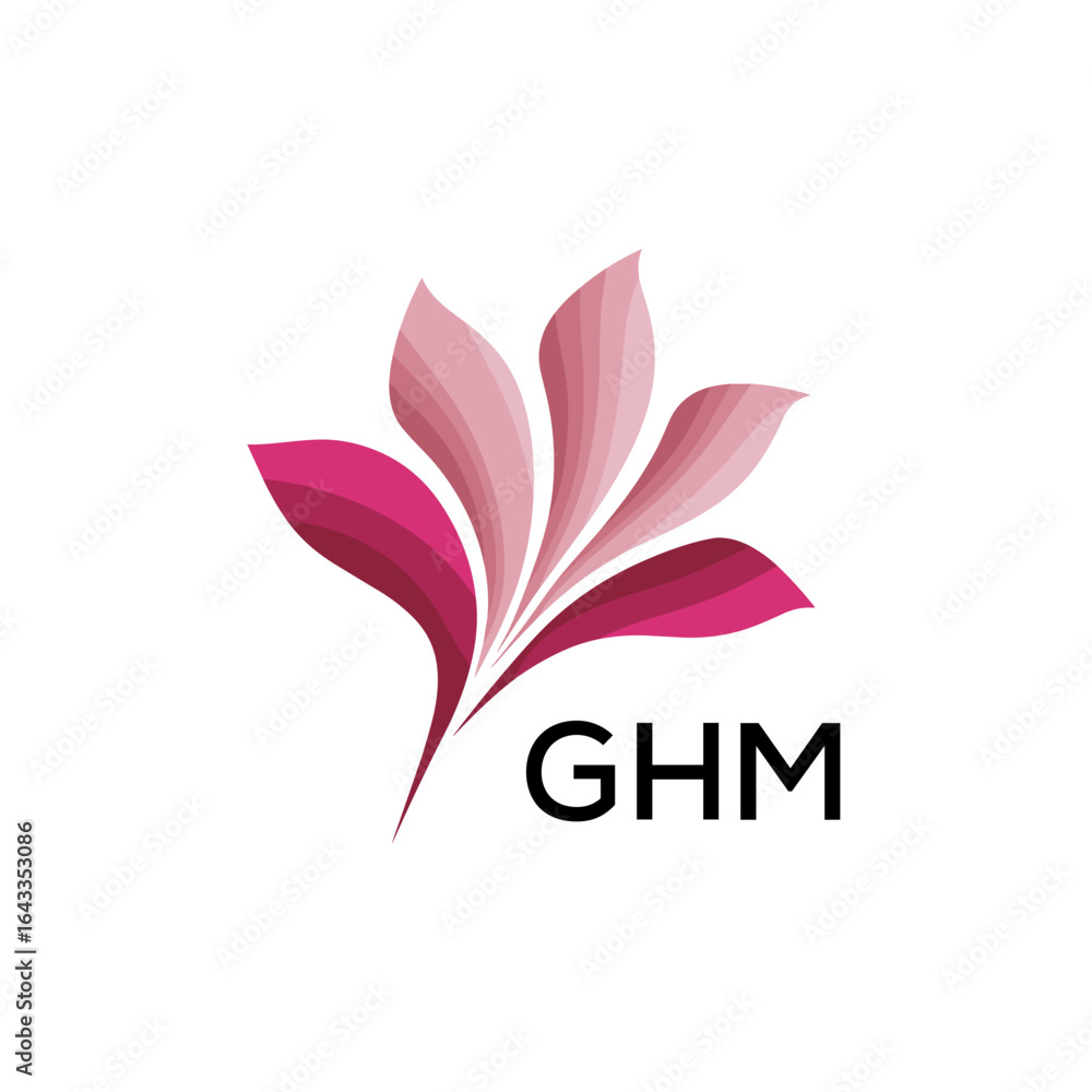 Fototapeta premium GHM Modern Floral Abstract Logo Design, GHM Later Logo, Creative Botanical Brand Identity 