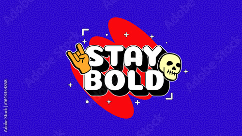 Stay Cool - Trendy Pop Art Typography Sticker with Sunglasses Emoji Icons