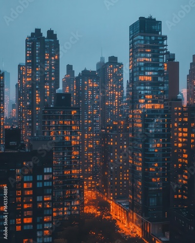A campaign banner glowing with a modern cityscape background, promoting an upcoming event under soft light