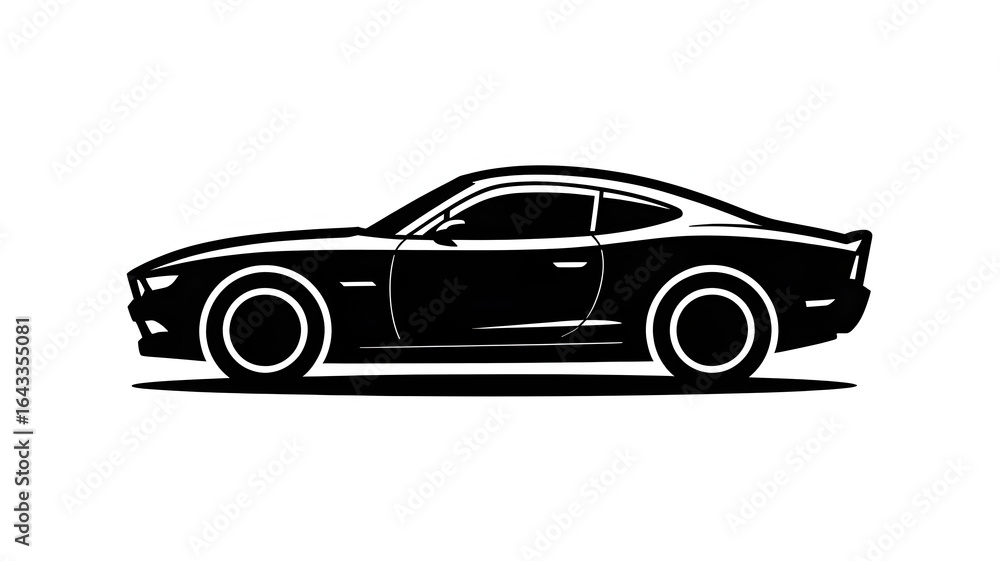 Fototapeta premium Sleek black sports coupe silhouette showcases modern automotive design and powerful performance.
