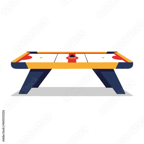 Air hockey table in colorful design on white background  