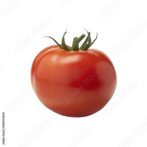 Wallpaper Mural A ripe red tomato with a green stem and leaves isolated on transparent background Torontodigital.ca