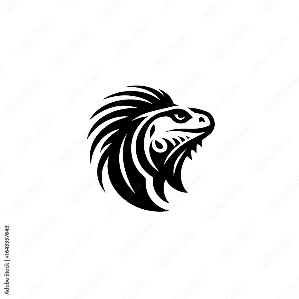 Fototapeta premium Stylized black eagle head with tribal mane
