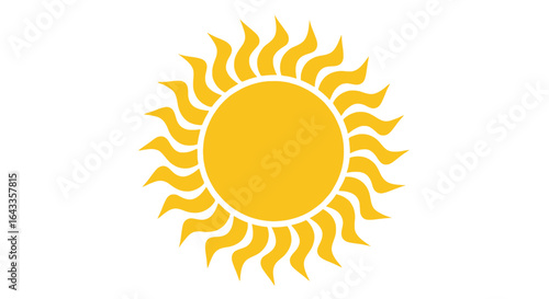 Bright yellow sun vector illustration summer heat design