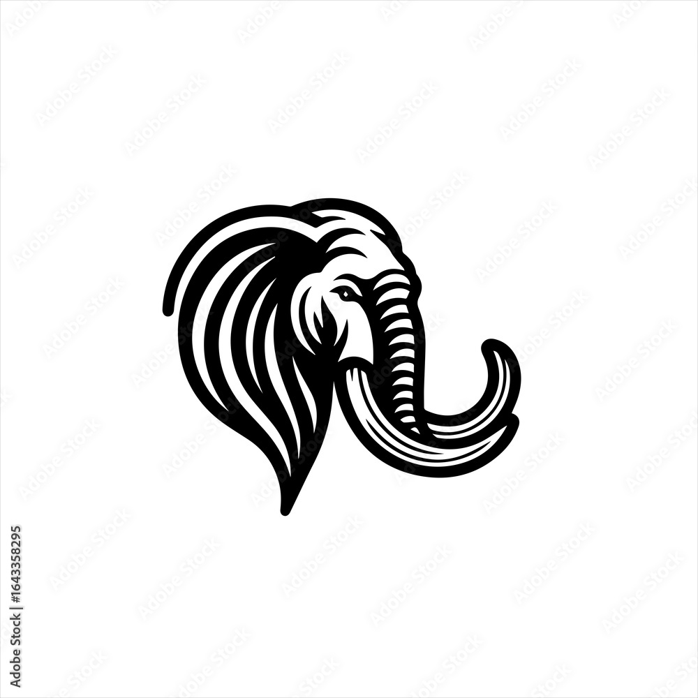 Obraz premium Stylized black and white elephant head logo