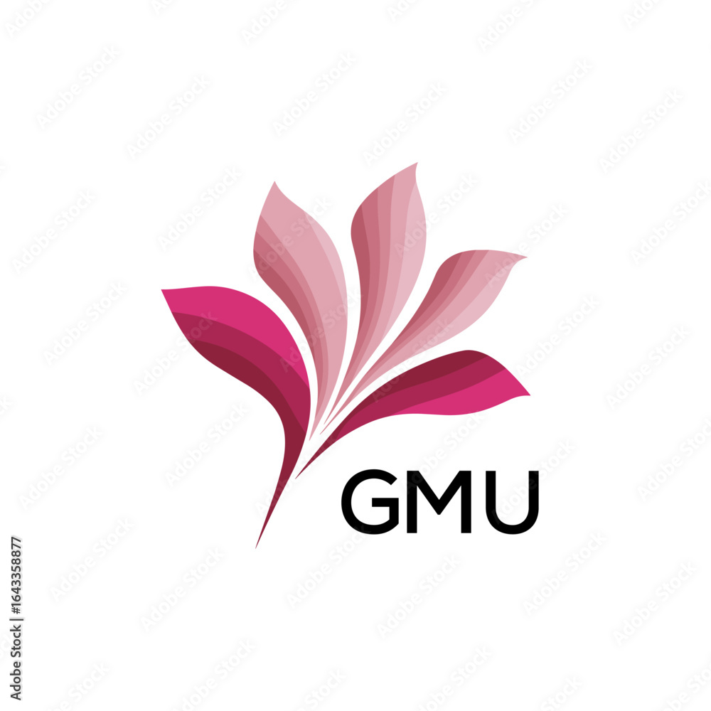 Obraz premium GMU Modern Floral Abstract Logo Design, GMU Later Logo, Creative Botanical Brand Identity