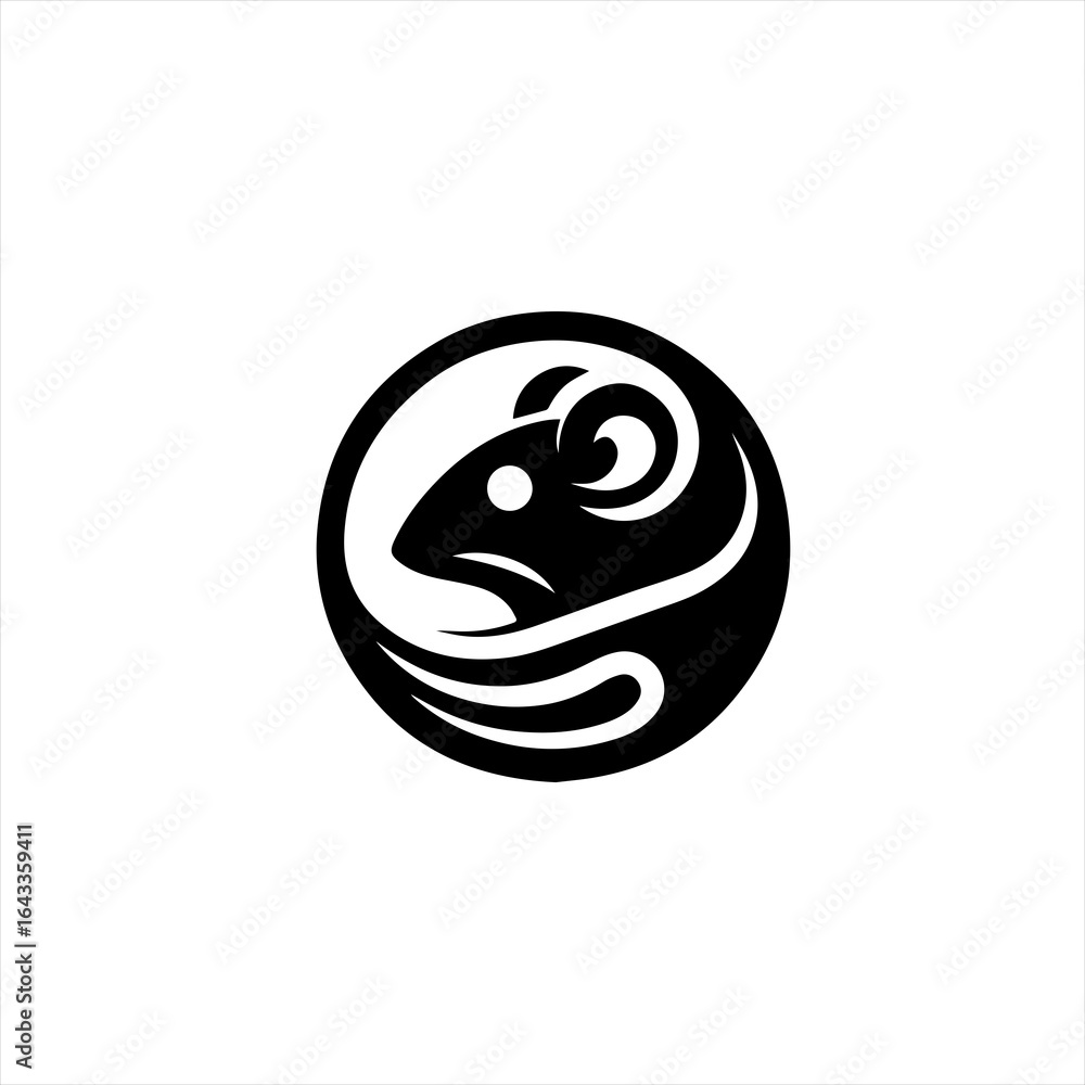 Obraz premium Stylized black rat or mouse emblem in a circle