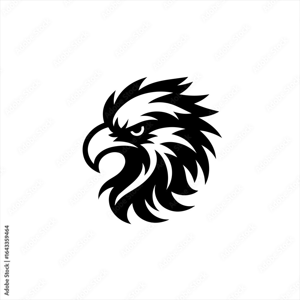 Obraz premium Stylized black and white eagle head logo design