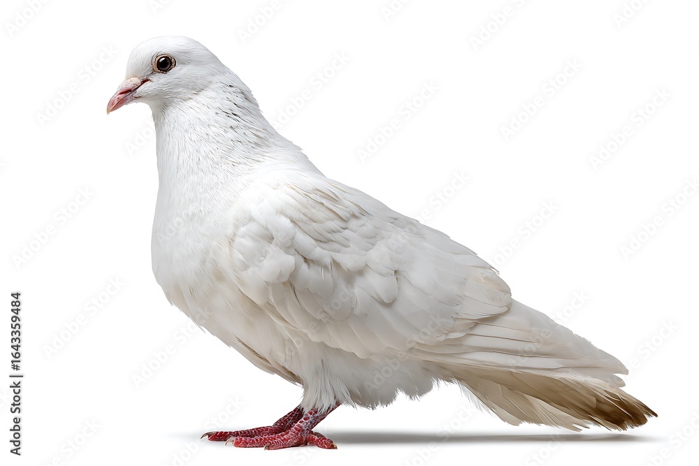 Fototapeta premium Isolated dove in white on minimalist background 