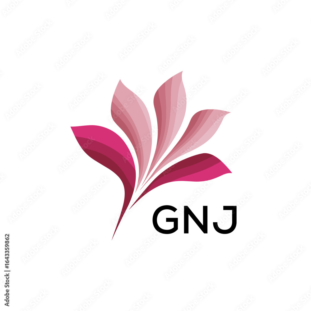 Fototapeta premium GNJ Modern Floral Abstract Logo Design, GNJ Later Logo, Creative Botanical Brand Identity 