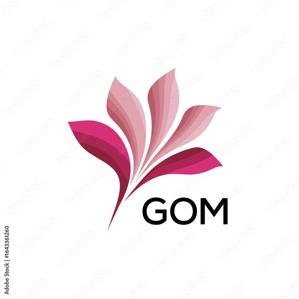 Obraz premium GOM Modern Floral Abstract Logo Design, GOM Later Logo, Creative Botanical Brand Identity 