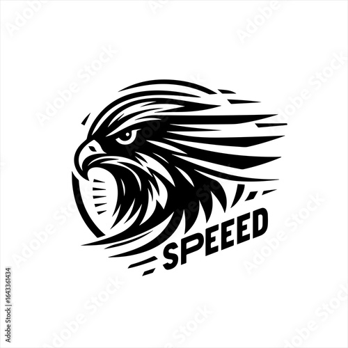 Aggressive eagle head with speed text emblem