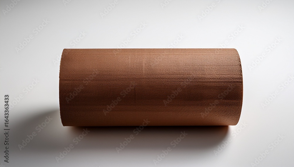 Obraz premium brown roll of paper towel or cleaning cloth placed on a white background in a minimalistic setting