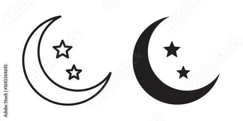 Moon icon Half and Crescent Moon Icon Set for Night Time Themes in Vector illustration