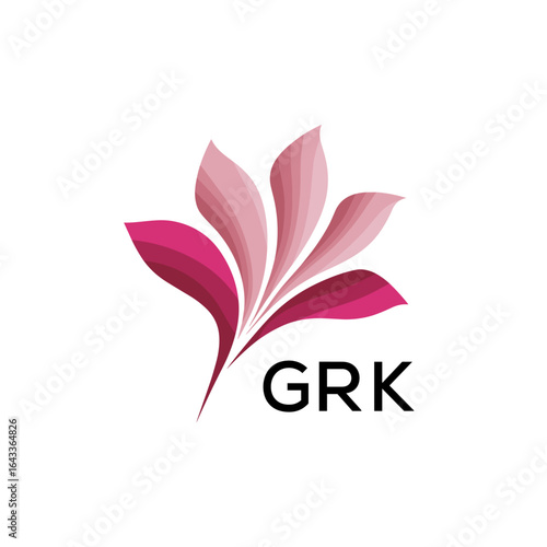 GRK Modern Floral Abstract Logo Design, GRK Later Logo, Minimalist Nature Inspired Logo
