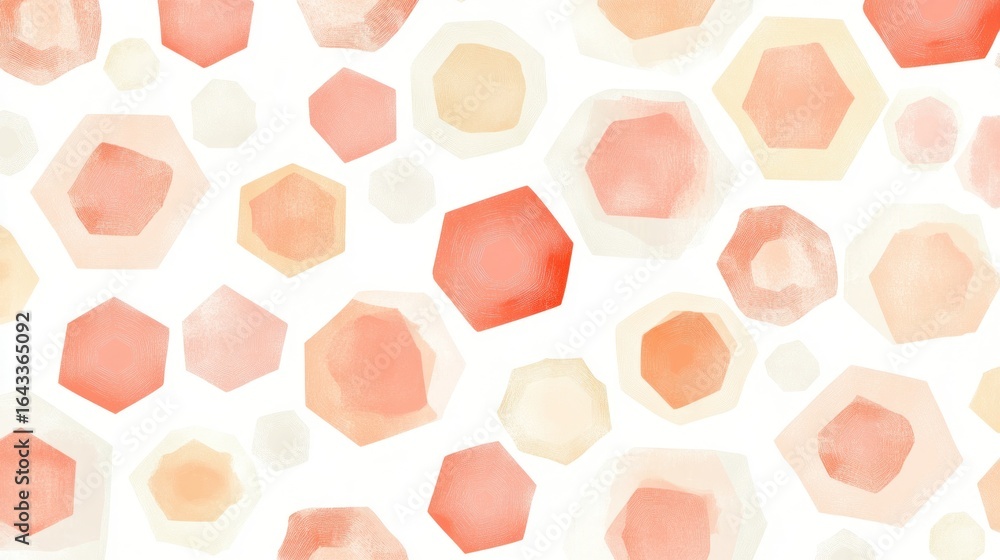 Fototapeta premium Watercolor Hexagons Seamless Pattern in Soft Pastel Colors Palette