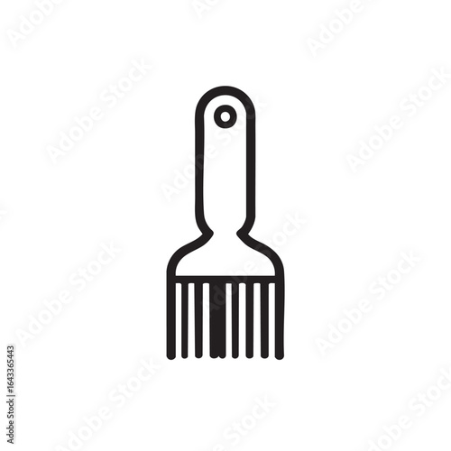 A simple icon of a hair pick or afro comb.