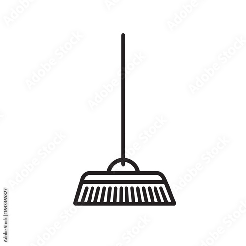 A simple icon of a broom on a white background.