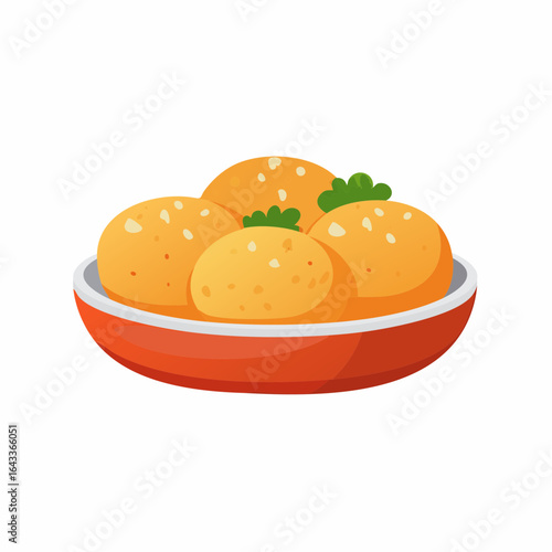 Arancini Balls in a Bowl with Parsley Garnish. Crispy Savory Appetizers.