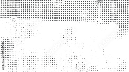 Detailed halftone texture overlay. Realistic black and white dotted effect. High resolution grunge halftone pattern for graphic design projects.  