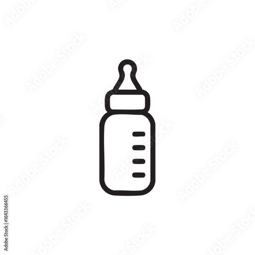 A line icon of a baby bottle with a nipple.