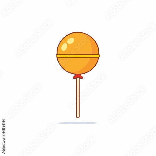 Sweet Orange Lollipops Stick Round Candies Colorful Vector Illustration
