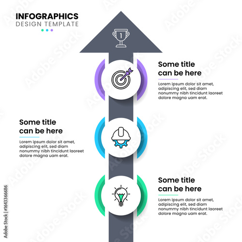 Infographic template. Arrow to the goal with 3 steps
