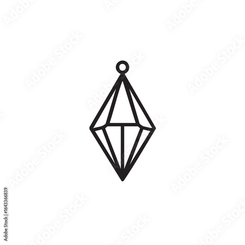 A line drawing of a geometric prism-shaped pendant.