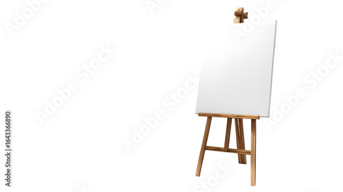 wooden easel with blank canvas