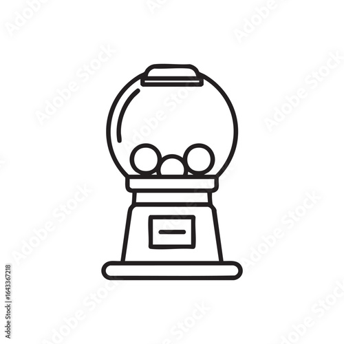  A black and white line drawing of a gumball machine.