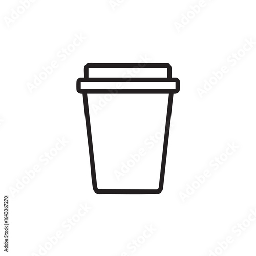 A black and white line drawing of a cup with a lid.