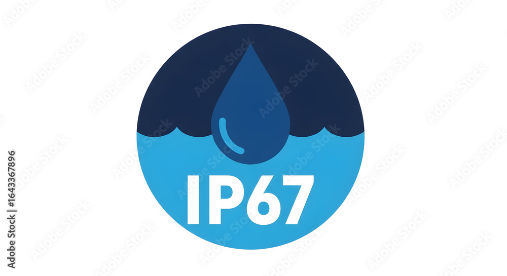 Obraz premium IP67 Water-Resistance Badge Icon for Product Specifications and Tech Documentation