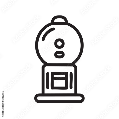  A simple line drawing of a gumball or candy machine.