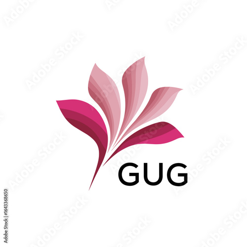 GUG Modern Floral Abstract Logo Design, GUG Later Logo, Minimalist Nature Inspired Logo
