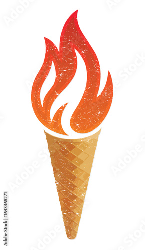 Symbol of spicy ice cream in a cone.
