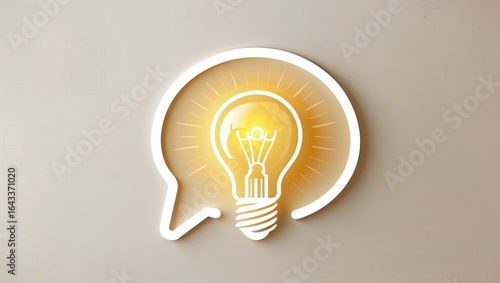 The illustration features a light bulb encircled by a speech bubble, symbolizing the spark of ideas and conversations about pressing social issues in a modern, minimalist style