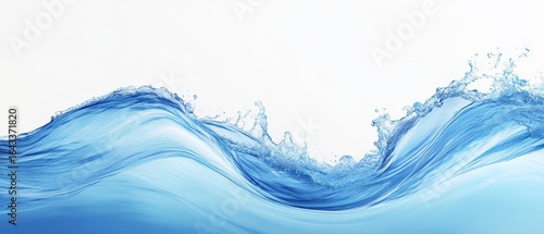 Fototapeta Naklejka Na Ścianę i Meble -  Dynamic Blue Water Wave Against a White Background
