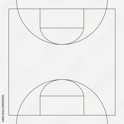 Basketball court outline, design element vector