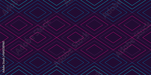 Neon geometric diamond line pattern on dark background