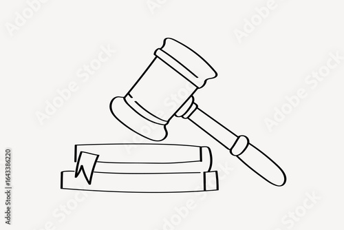 Judge gavel line art vector