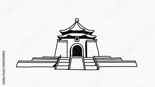 Taiwan Chiang Kai-shek Memorial Hall doodle illustration vector