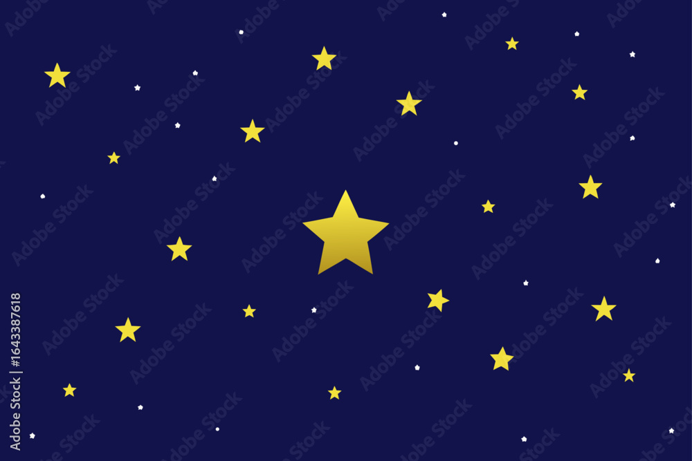 Fototapeta premium Illustration of a dark blue night sky filled with yellow stars