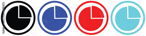Pie Chart Icon Set with Multiple Color Segments for Business Analytics