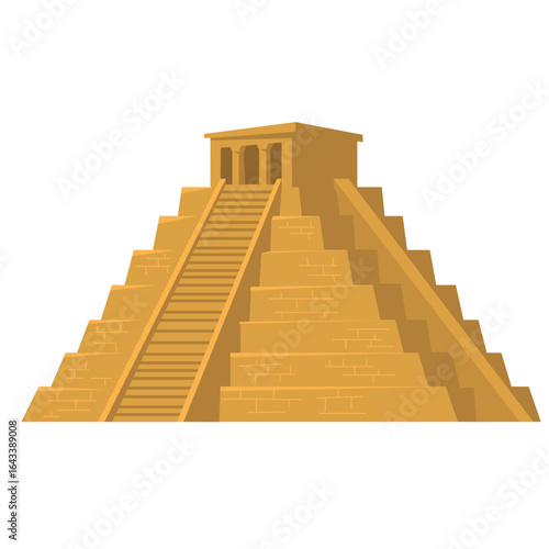 Ancient Mesoamerican step pyramid temple vector illustration