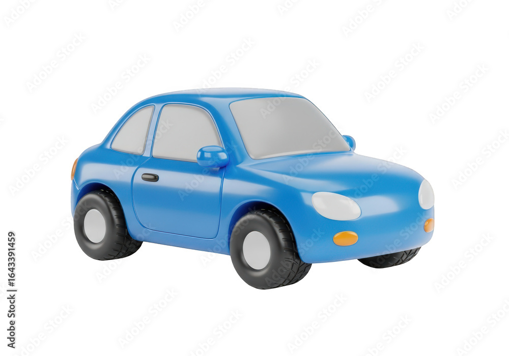 Fototapeta premium 3D Blue Car on Transparent Background, Perfect for Automotive Websites and Transportation Design Projects, Showcasing a Sleek and Modern Vehicle